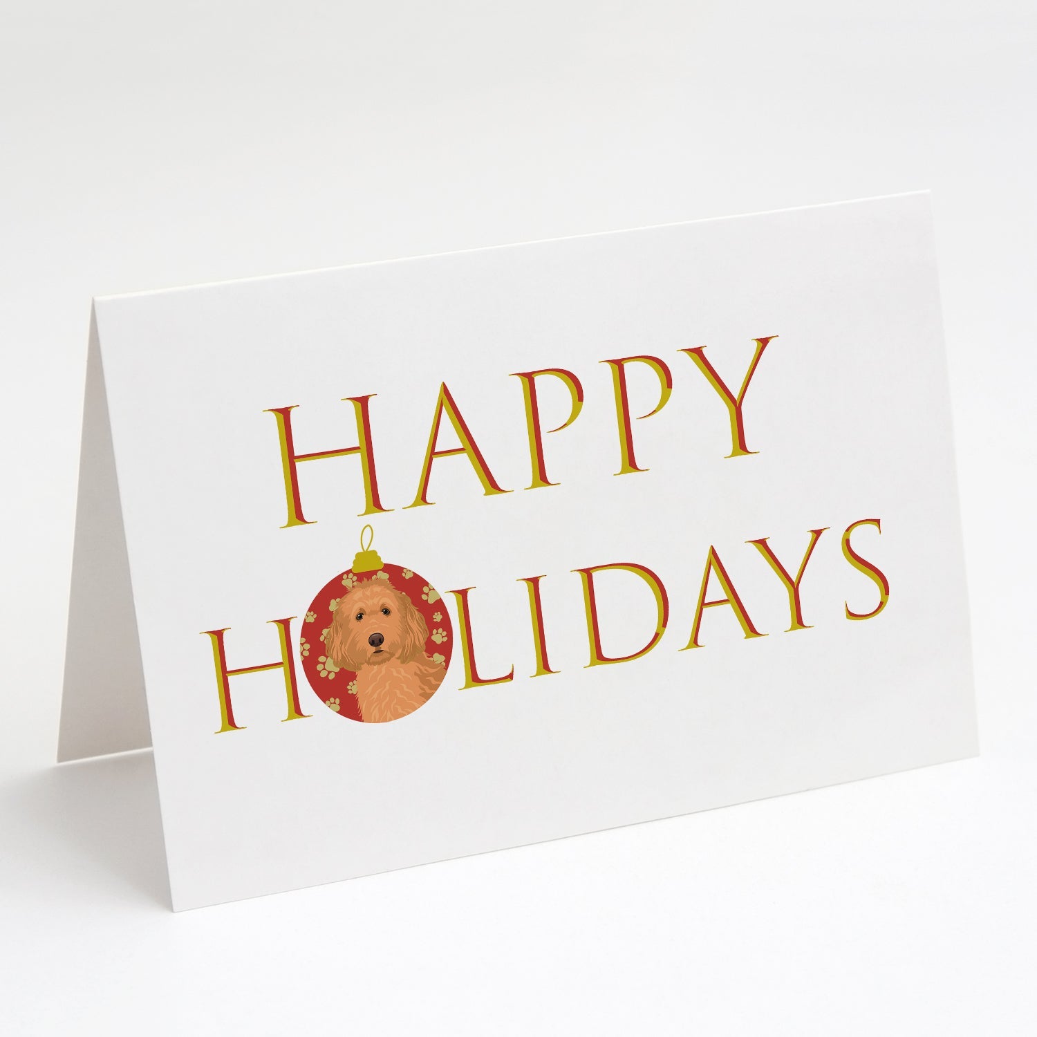 Doodle Red #1 Happy Holidays Greeting Cards Pack of 8 Blank Cards with Envelopes Whimsical A7 Size 5x7