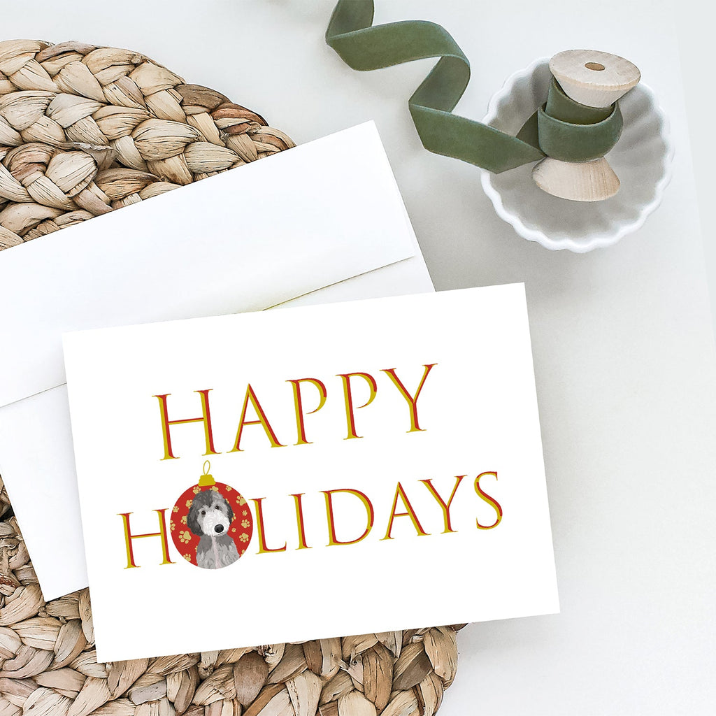 Doodle Silver #1 Happy Holidays Greeting Cards Pack of 8 Blank Cards with Envelopes Whimsical A7 Size 5x7