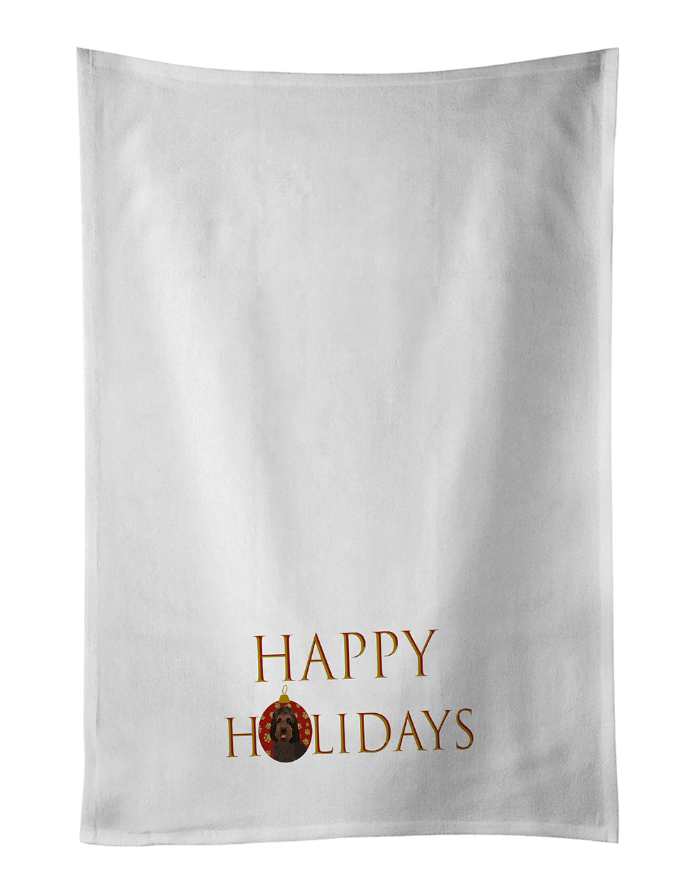 Doodle Tricolor #3 Happy Holidays Kitchen Towel Set of 2 White Dish Towels Decorative Bathroom Hand towel for Hand, Face, Hair, Yoga, Tea, Dishcloth, 19 X 28", White