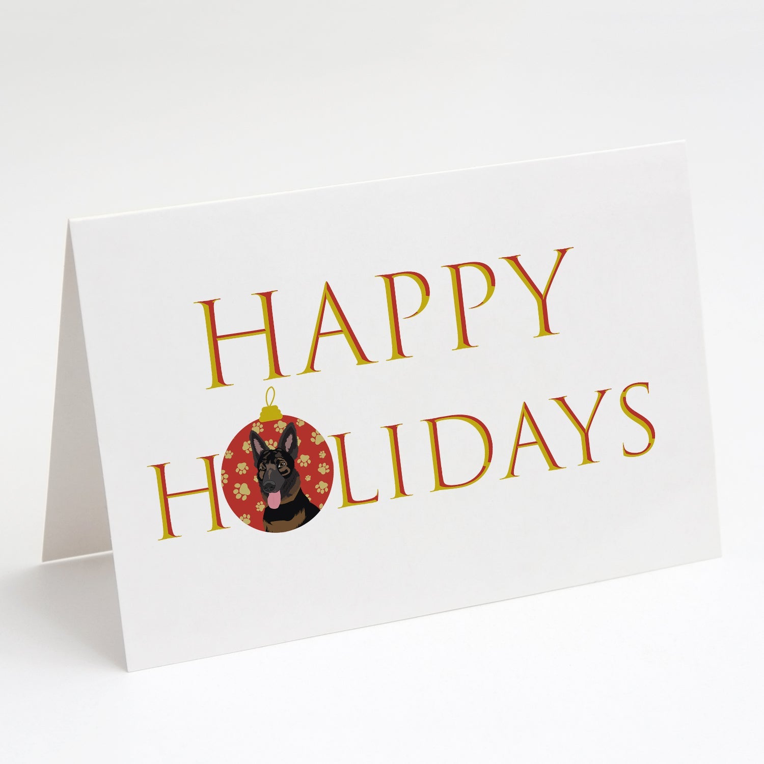 German Shepherd Bicolor Happy Holidays Greeting Cards Pack of 8 Blank Cards with Envelopes Whimsical A7 Size 5x7