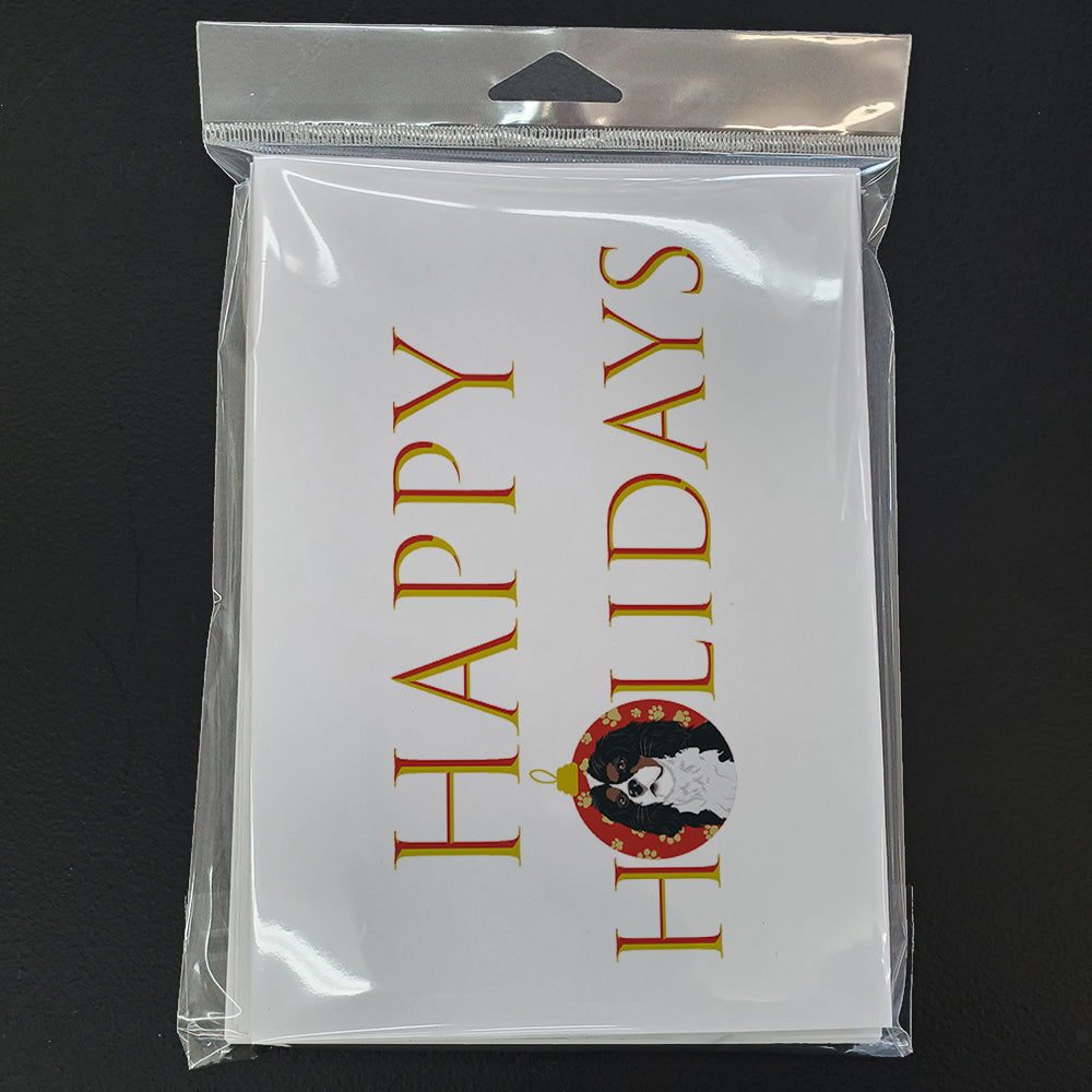 Cavalier King Charles Spaniel Tricolor #1 Happy Holidays Greeting Cards Pack of 8 Blank Cards with Envelopes Whimsical A7 Size 5x7