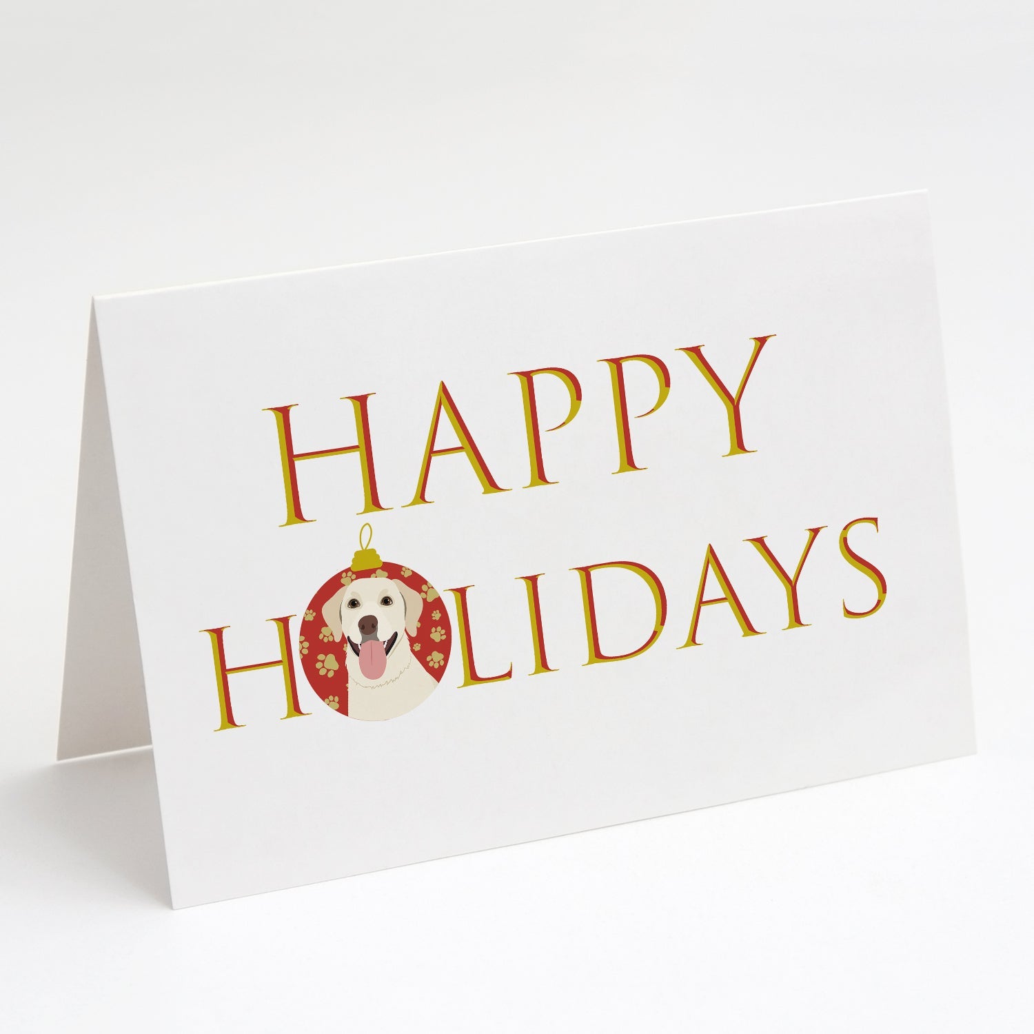 Labrador Retriever Yellow #1 Happy Holidays Greeting Cards Pack of 8 Blank Cards with Envelopes Whimsical A7 Size 5x7