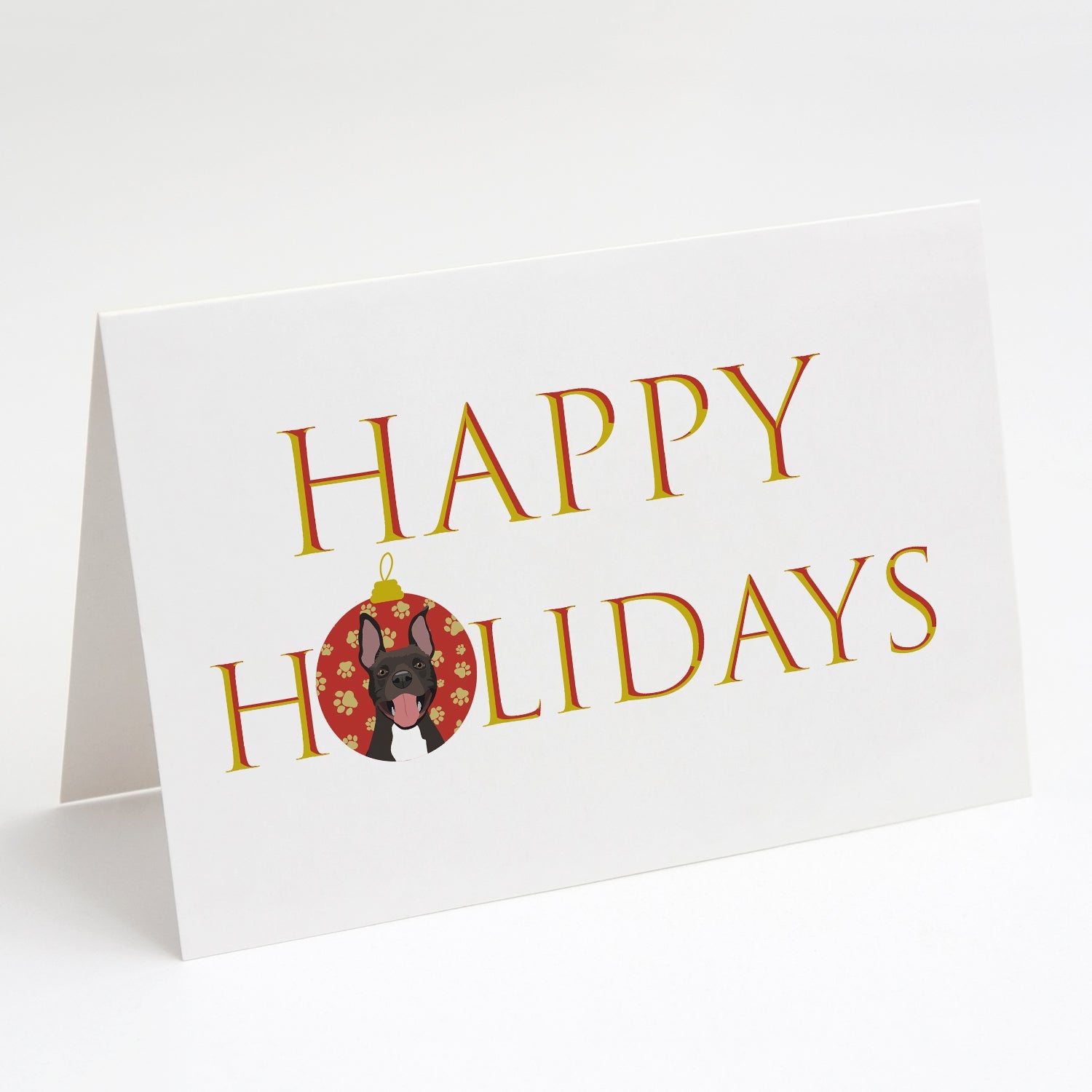 Pit Bull Black #4 Happy Holidays Greeting Cards Pack of 8 Blank Cards with Envelopes Whimsical A7 Size 5x7