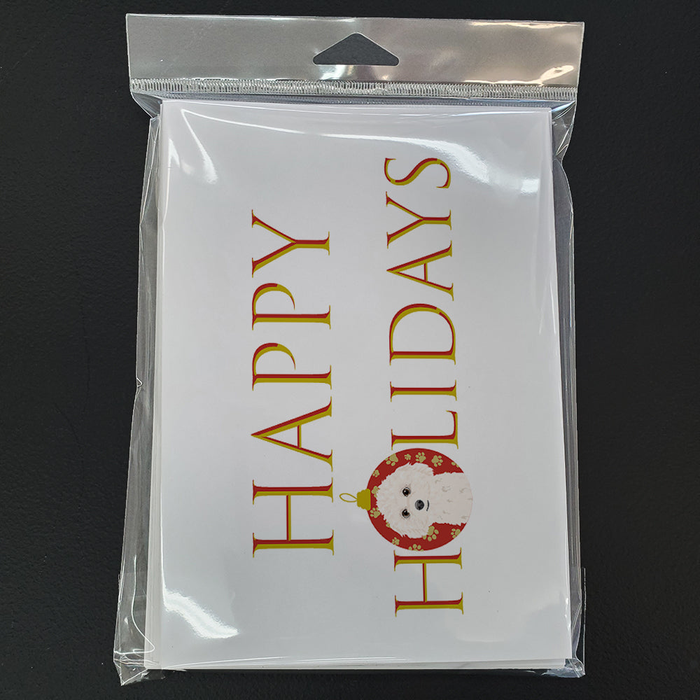PoodleToy White Happy Holidays Greeting Cards Pack of 8 Blank Cards with Envelopes Whimsical A7 Size 5x7