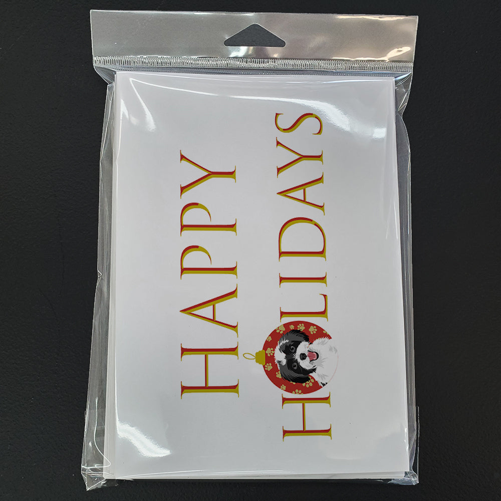 Shih-Tzu Black and White #3 Happy Holidays Greeting Cards Pack of 8 Blank Cards with Envelopes Whimsical A7 Size 5x7