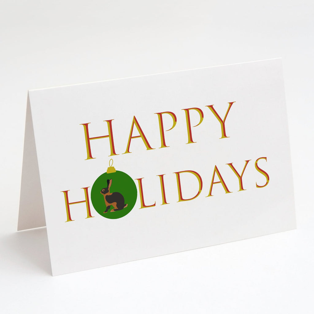 Rabbits - Tan Rabbit Happy Holidays Greeting Cards Pack of 8 Blank Cards with Envelopes Whimsical A7 Size 5x7