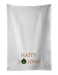 Boston Terrier - Dog Face Happy Holidays Christmas Kitchen Towel Set of 2 White Dish Towels Decorative Bathroom Hand towel for Hand, Face, Hair, Yoga, Tea, Dishcloth, 19 X 28", White