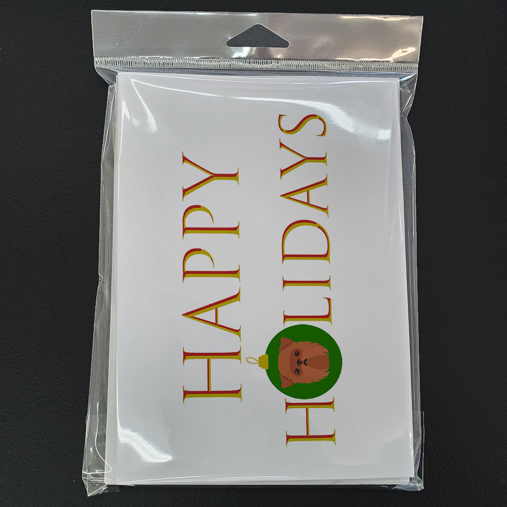 Brussels Griffon - Dog Face Happy Holidays Christmas Greeting Cards Pack of 8 Blank Cards with Envelopes Whimsical A7 Size 5x7
