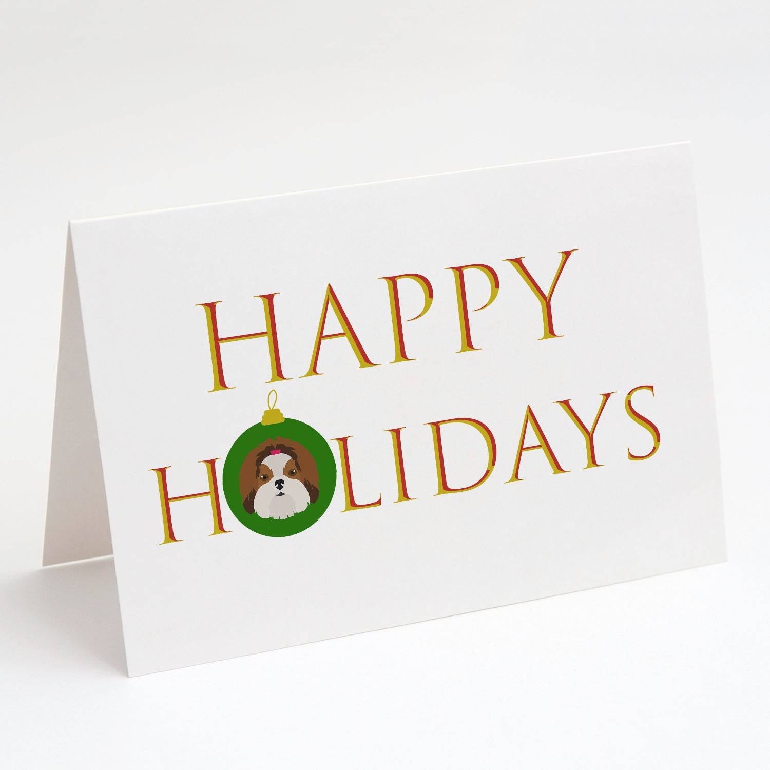Imperial Shih Tzu - Dog Face Happy Holidays Christmas Greeting Cards Pack of 8 Blank Cards with Envelopes Whimsical A7 Size 5x7