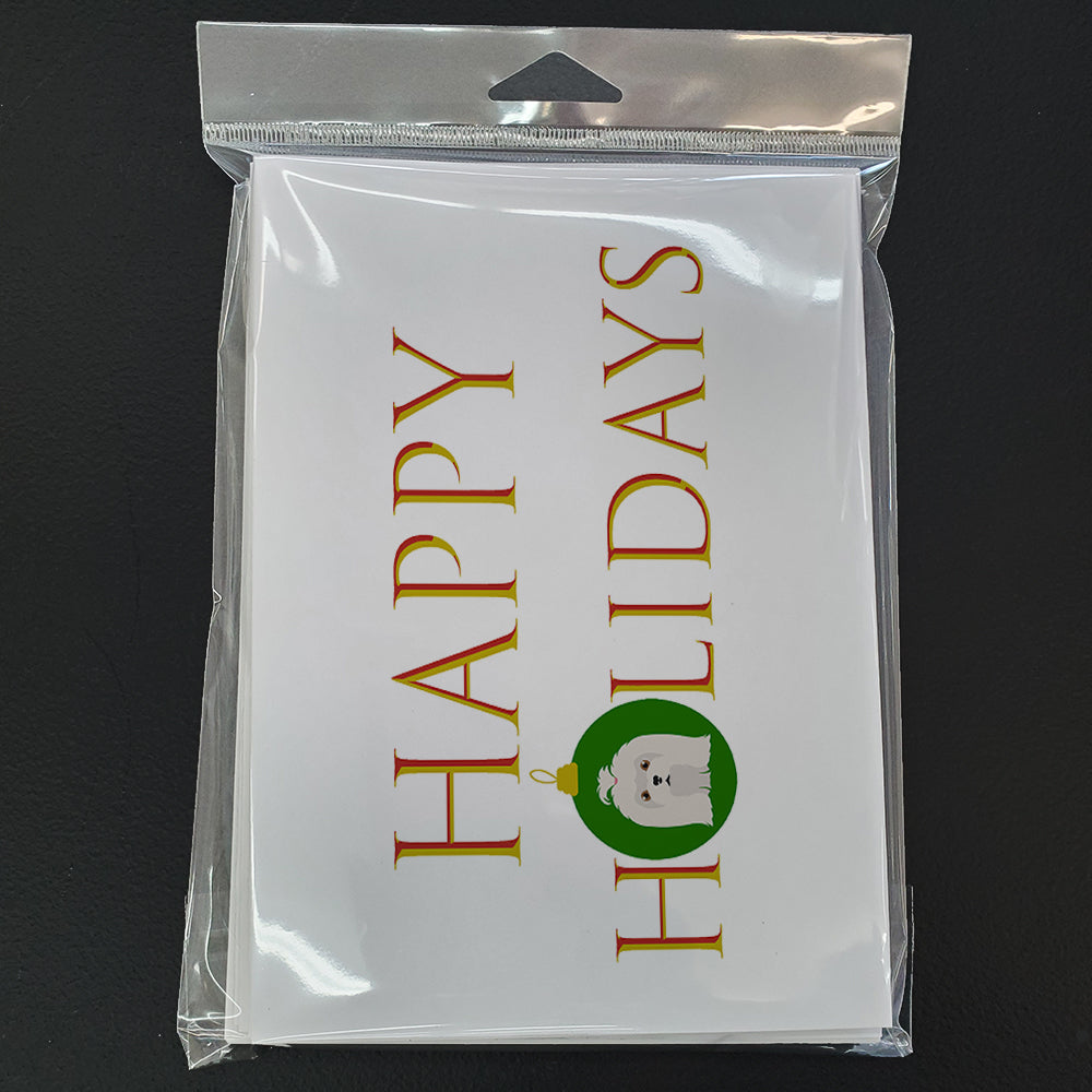 Maltese - Dog Face Happy Holidays Christmas Greeting Cards Pack of 8 Blank Cards with Envelopes Whimsical A7 Size 5x7