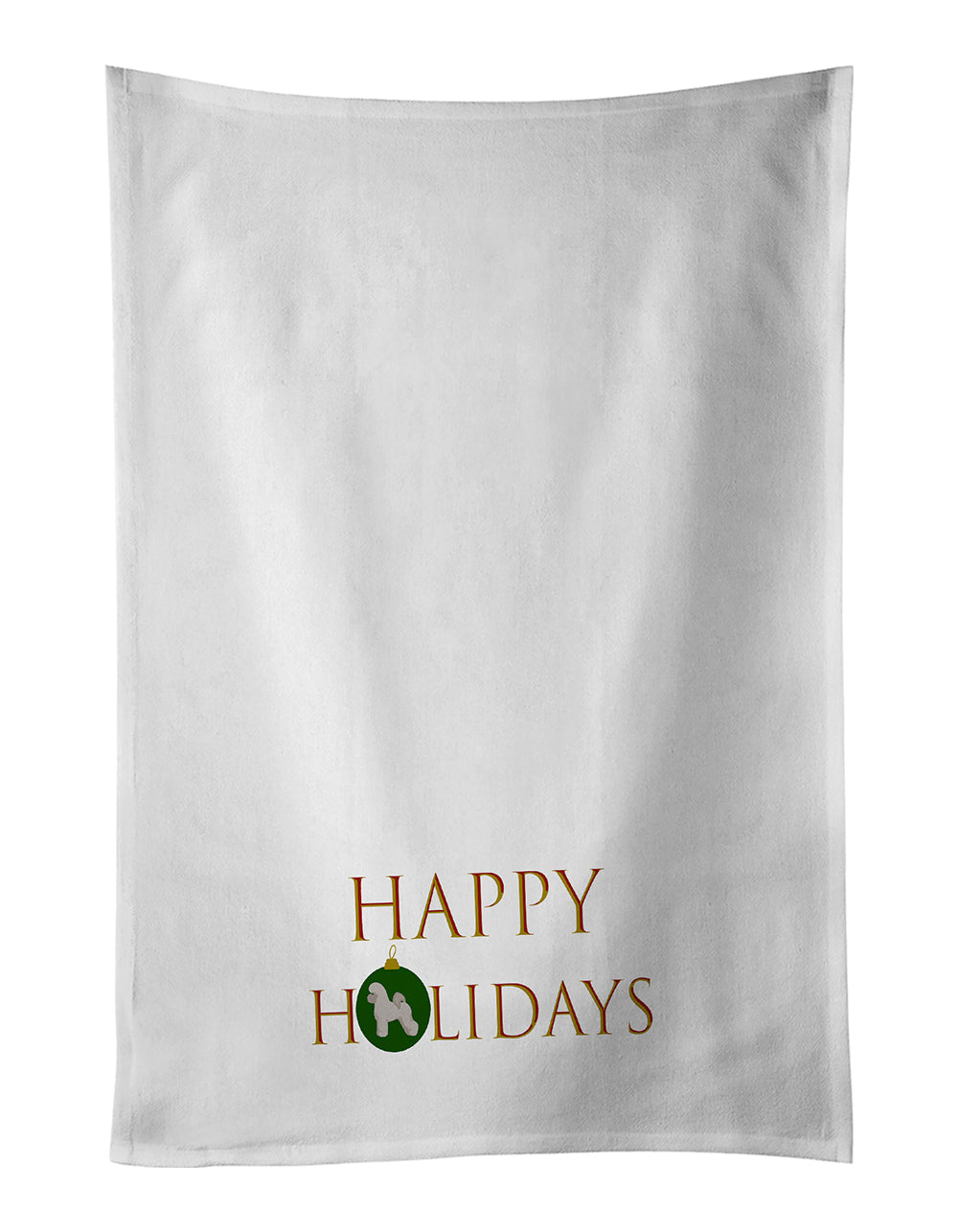 Bichon Frise Happy Holidays Kitchen Towel Set of 2 White Dish Towels Decorative Bathroom Hand towel for Hand, Face, Hair, Yoga, Tea, Dishcloth, 19 X 28", White