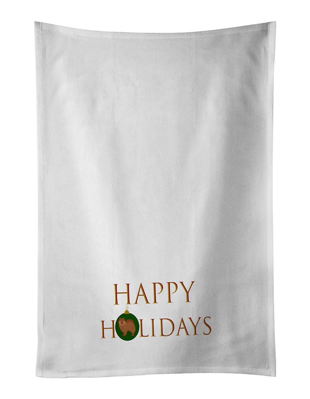 German Spitz #2 Happy Holidays Kitchen Towel Set of 2 White Dish Towels Decorative Bathroom Hand towel for Hand, Face, Hair, Yoga, Tea, Dishcloth, 19 X 28", White