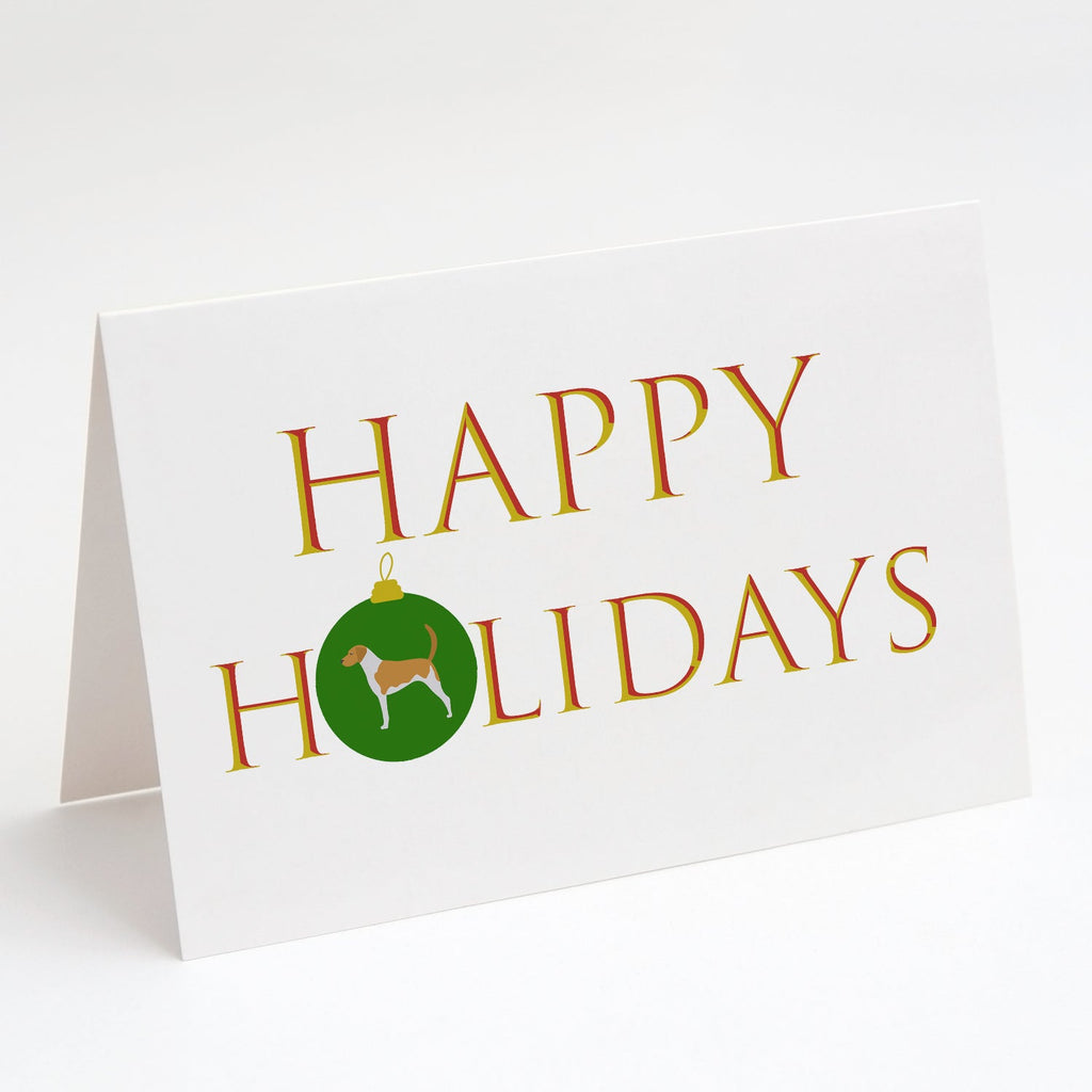 American Foxhound Happy Holidays Greeting Cards Pack of 8 Blank Cards with Envelopes Whimsical A7 Size 5x7