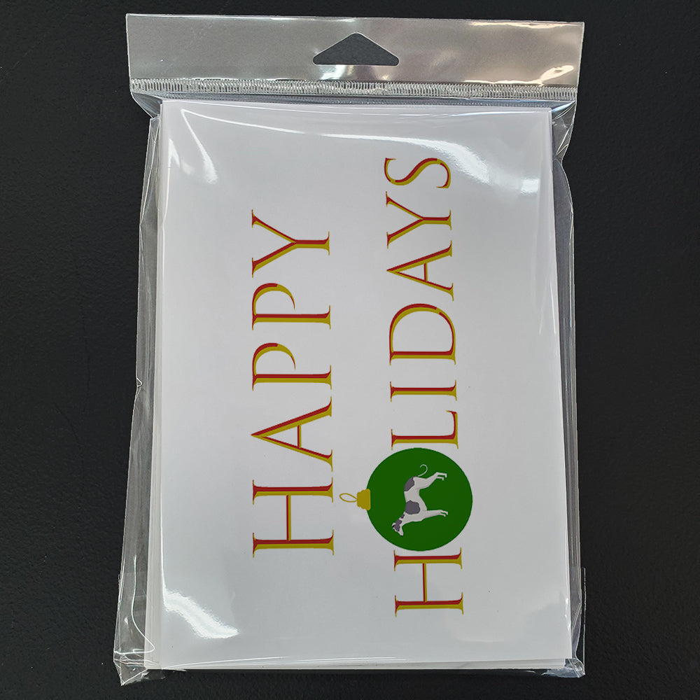 Greyhound Happy Holidays Greeting Cards Pack of 8 Blank Cards with Envelopes Whimsical A7 Size 5x7