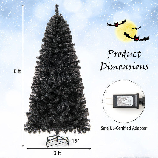 6/7 FT Artificial Christmas Tree with Bendable Top Section and Warm Light-7 ft