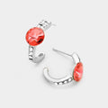Round Cut Genuine Crystal Half Hoop Earrings