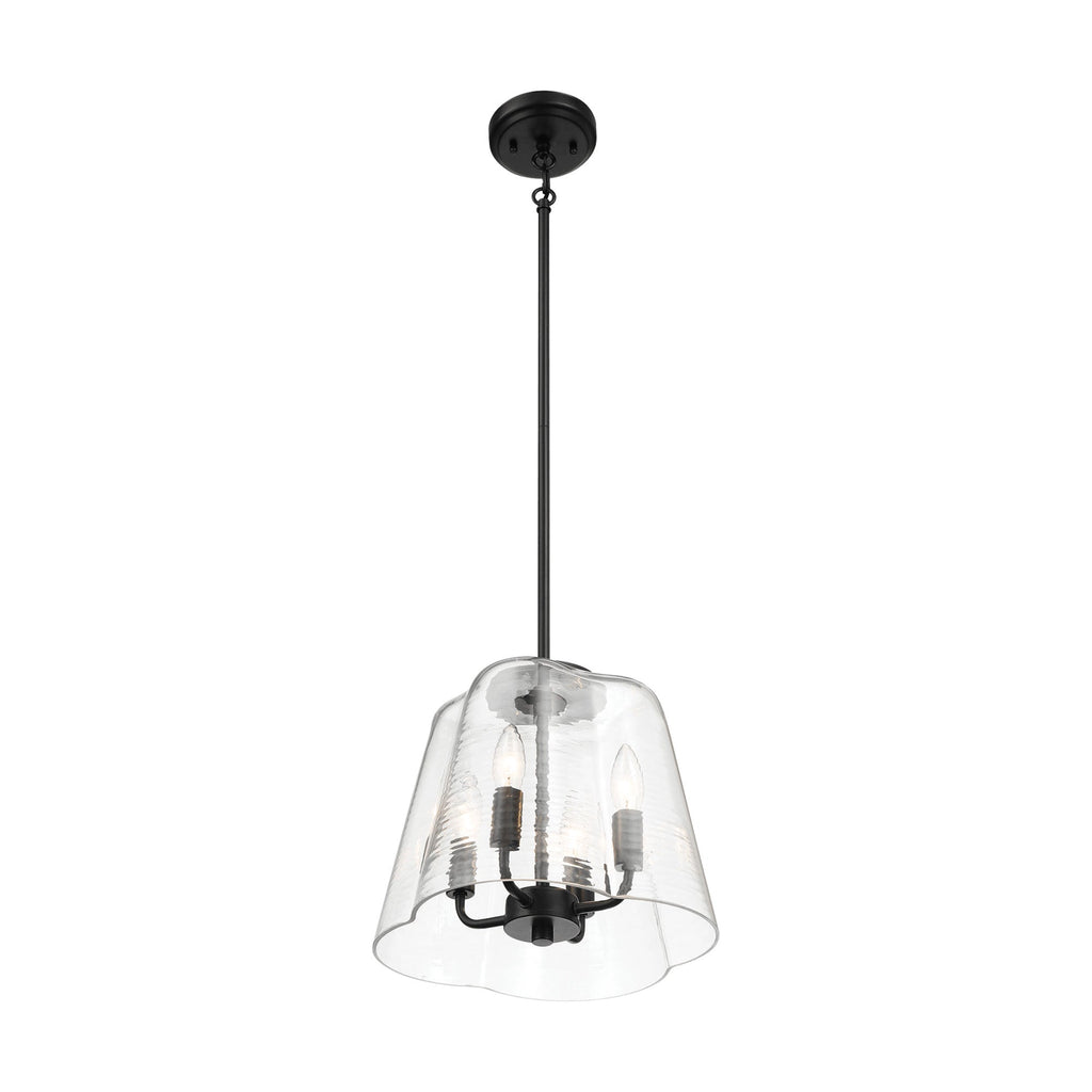 4-Light Candle Pendant Light – Satin Brass Finish & Clear Glass | Elegant Dining Room & Living Room Chandelier