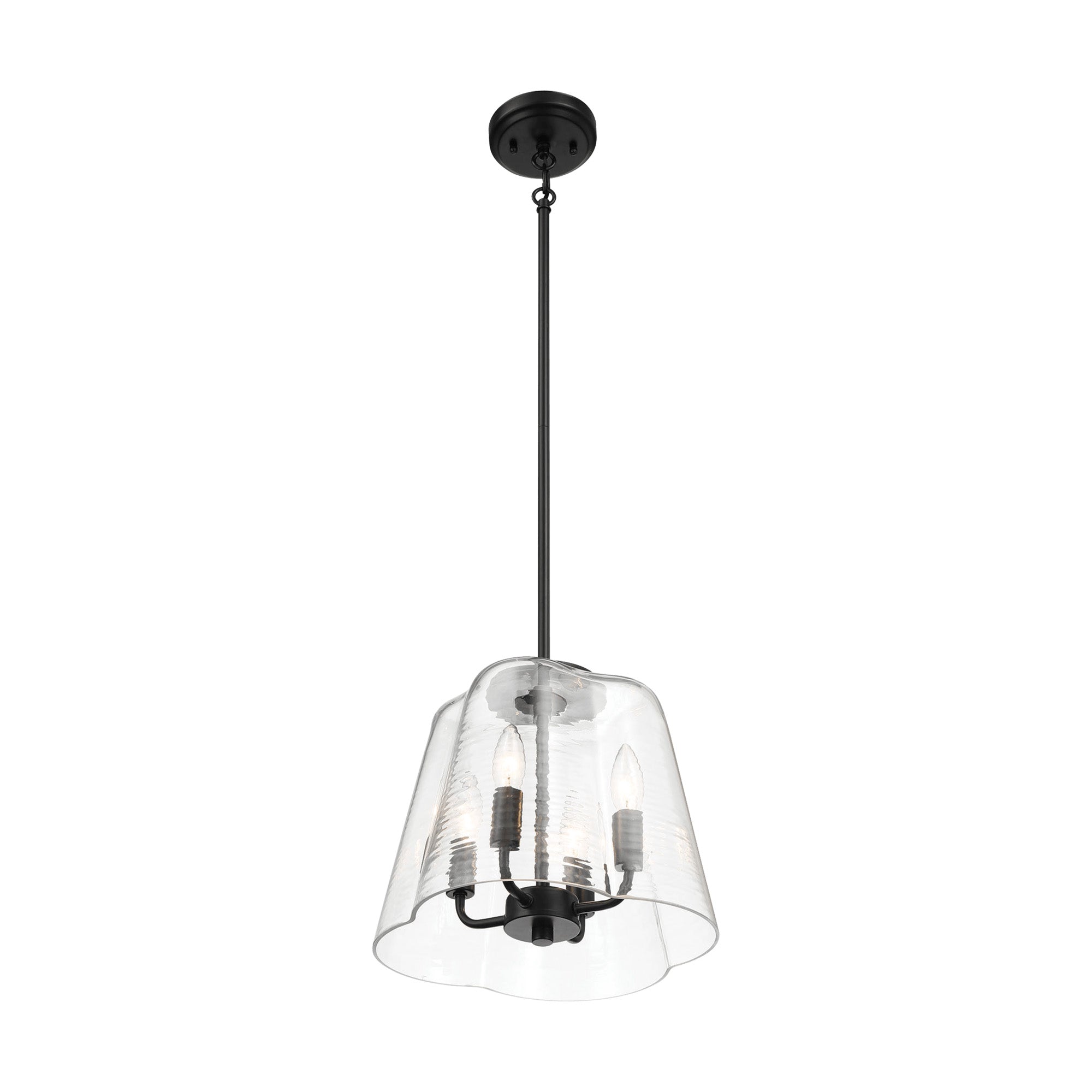 4-Light Candle Pendant Light – Satin Brass Finish & Clear Glass | Elegant Dining Room & Living Room Chandelier
