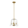 4-Light Candle Pendant Light – Satin Brass Finish & Clear Glass | Elegant Dining Room & Living Room Chandelier