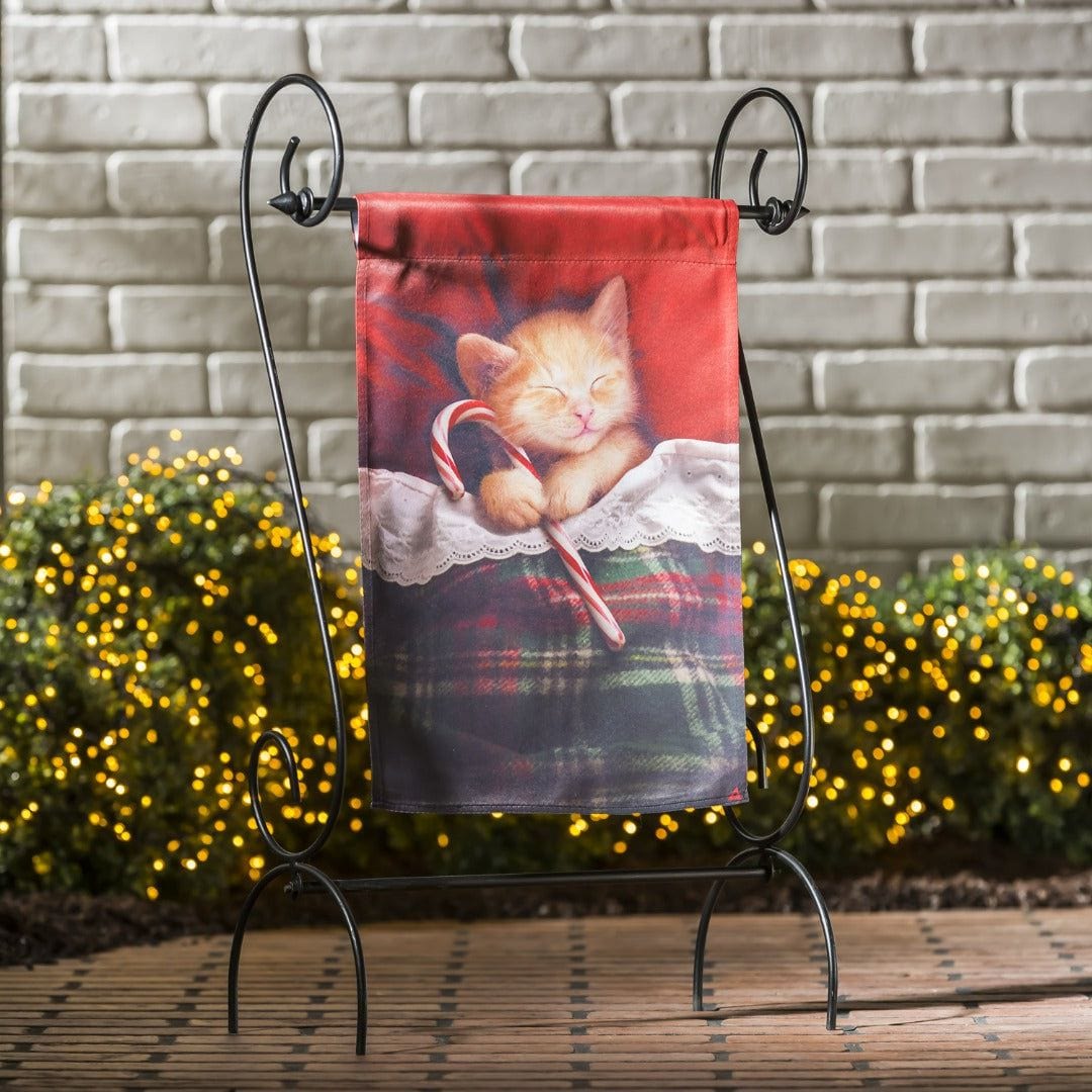 Candy Cane Kitten Christmas Garden Flag 2 Sided Decorative