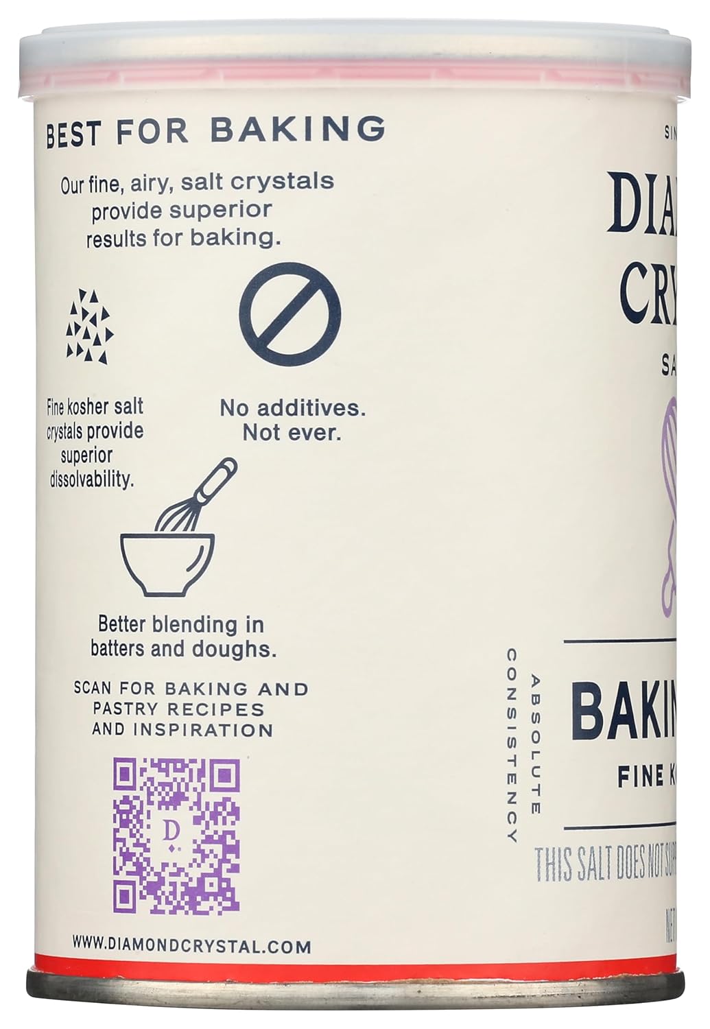 Diamond Crystal Fine Baking Salt, 8.5 oz Canister, 12-Pack