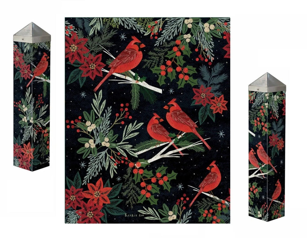 Cardinals and Berries Art Peace Pole 20 Inches Tall