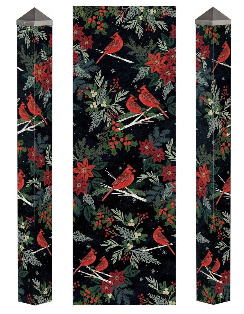 Cardinals and Berries Art Pole 60 Inches Tall
