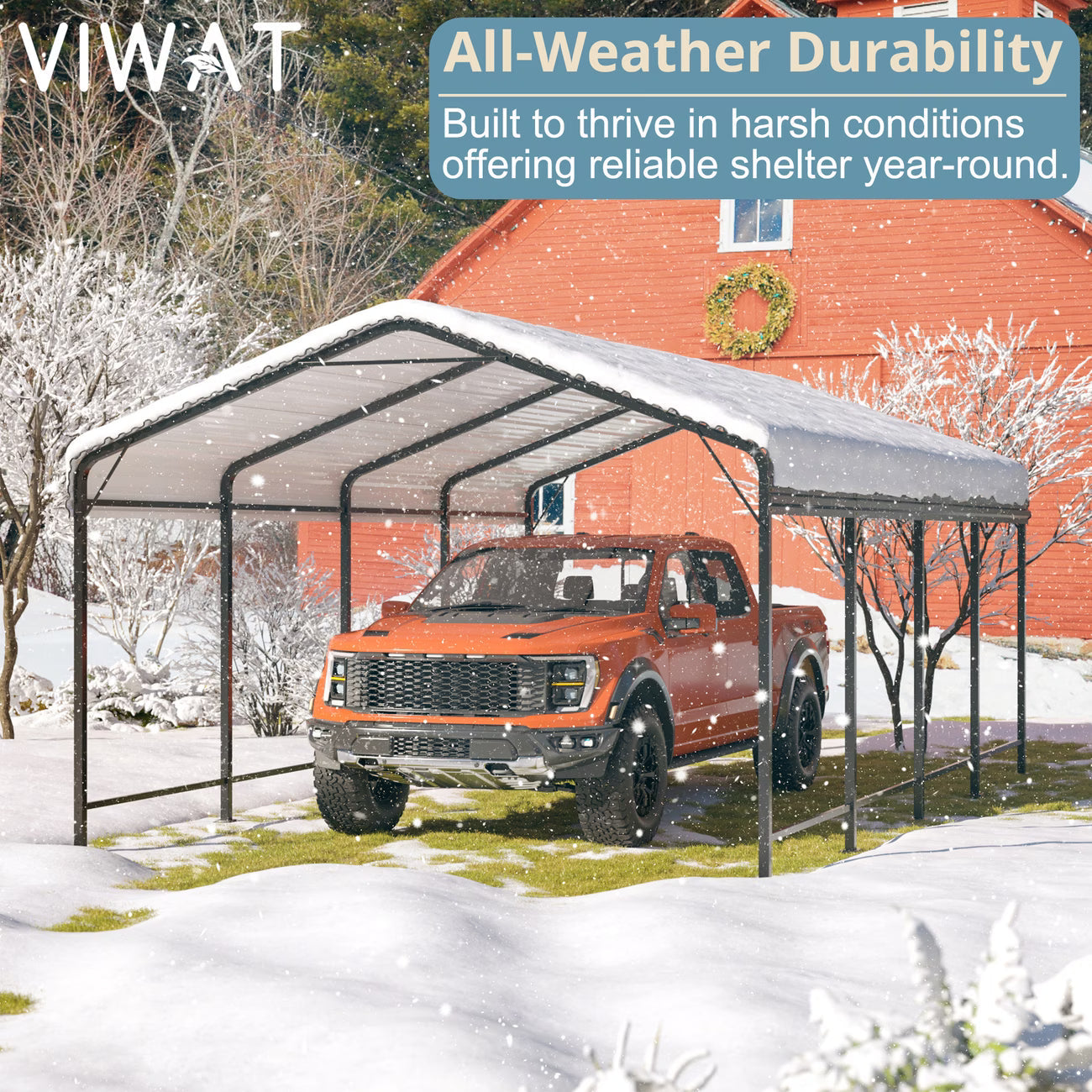 Carport Metal Carport with Enhanced Base Outdoor Heavy Duty Garage Galvanized Car Shelter for Pickup, Boat, Car and Tractors,12x20 FT,10x15 FT.