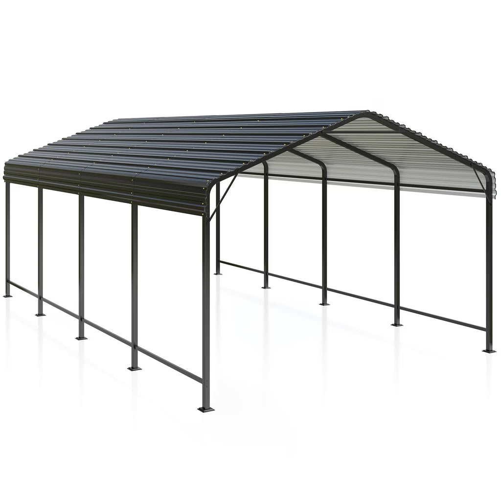 Carport Metal Carport with Enhanced Base Outdoor Heavy Duty Garage Galvanized Car Shelter for Pickup, Boat, Car and Tractors,12x20 FT,10x15 FT.