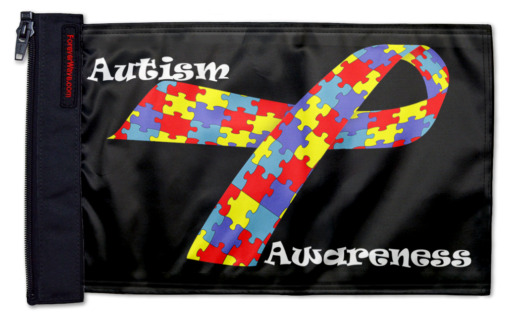 Autism Awareness 12"x18" Forever Wave Flag for Jeep Wrangler TJ 1996-2006