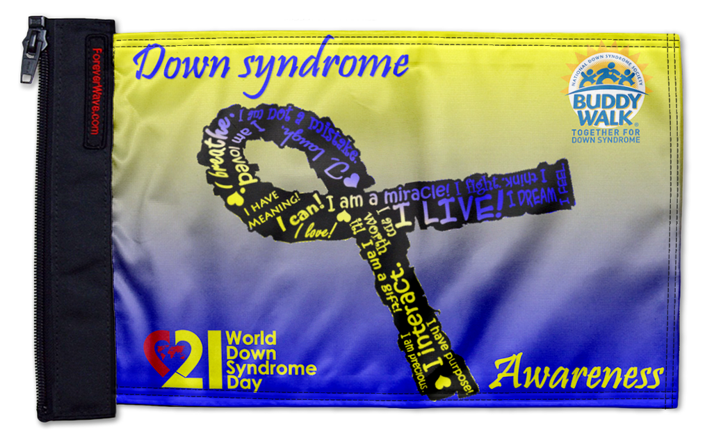 Down Syndrome Awareness 12"x18" Forever Wave Flag for Jeep Wrangler TJ 1996-2006
