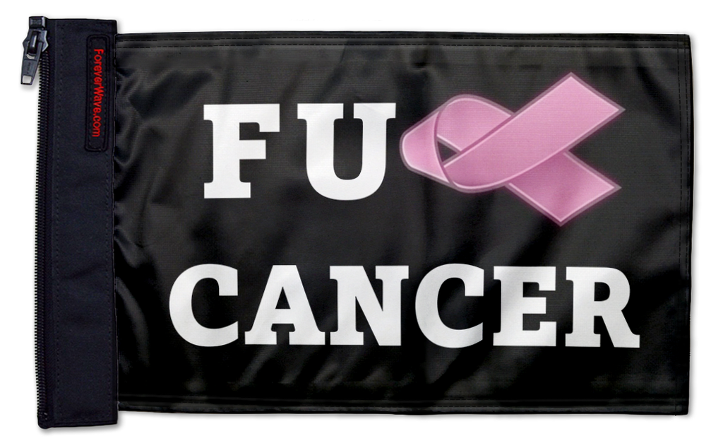 FU Cancer 12"x18" Forever Wave Flag for Jeep Wrangler JK 2-Door 2007-2018