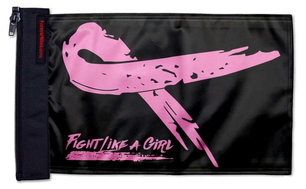Pink Ribbon Fight Like A Girl 12"x18" Forever Wave Flag for Jeep Wrangler JK 2-Door 2007-2018