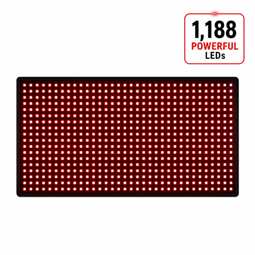Medium Red Light Pad for Support with Pain Relief & Recovery | 16" x 11" | 1188 LEDs + 12V Car Adapter