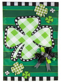 Check Clover St Patricks Garden Flag 2 Sided Applique