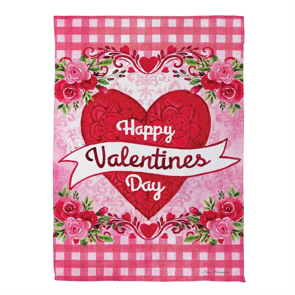 Checks & Swirls 2 Sided Valentines Garden Flag