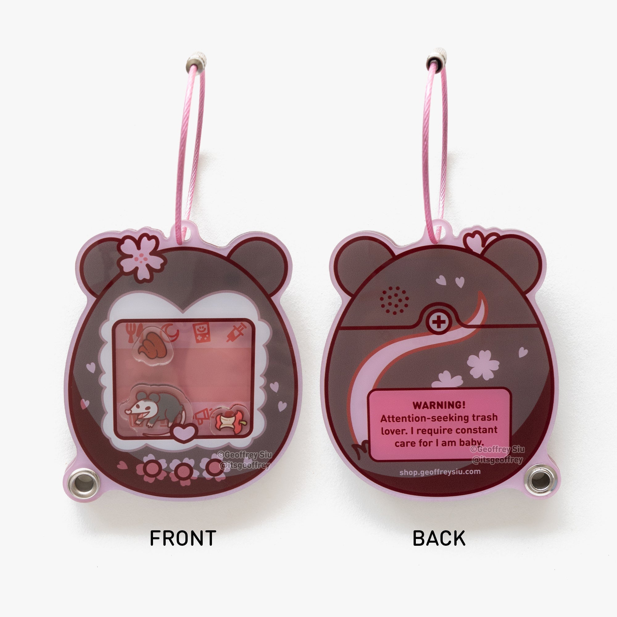 Cherry 'Possum Virtual Pet Fillable Shaker Keychain