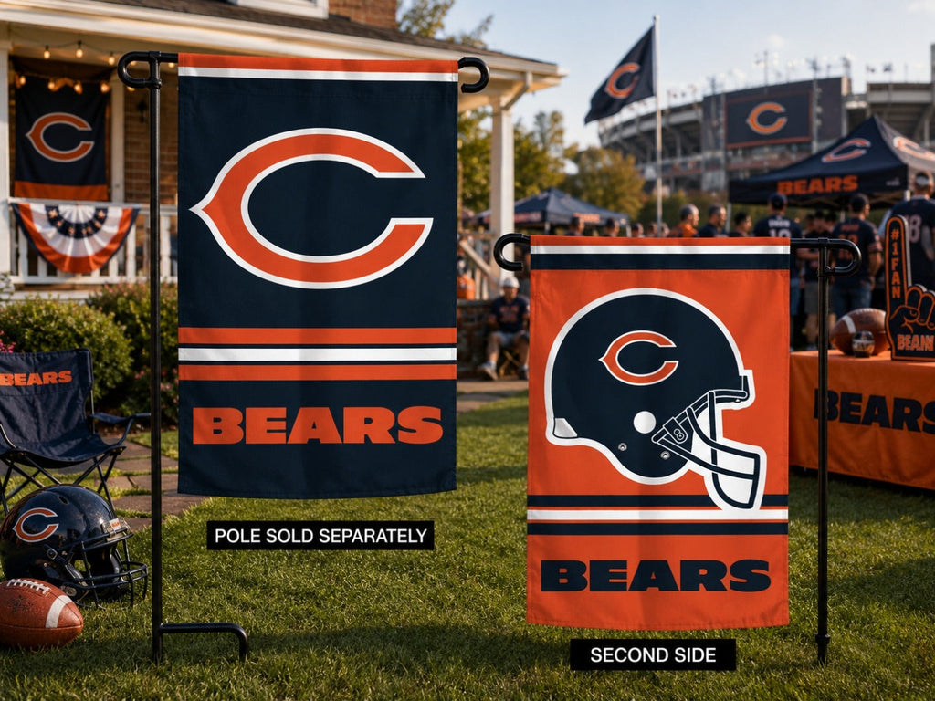 Chicago Bears Garden Flag 2 Sided Orange Logo