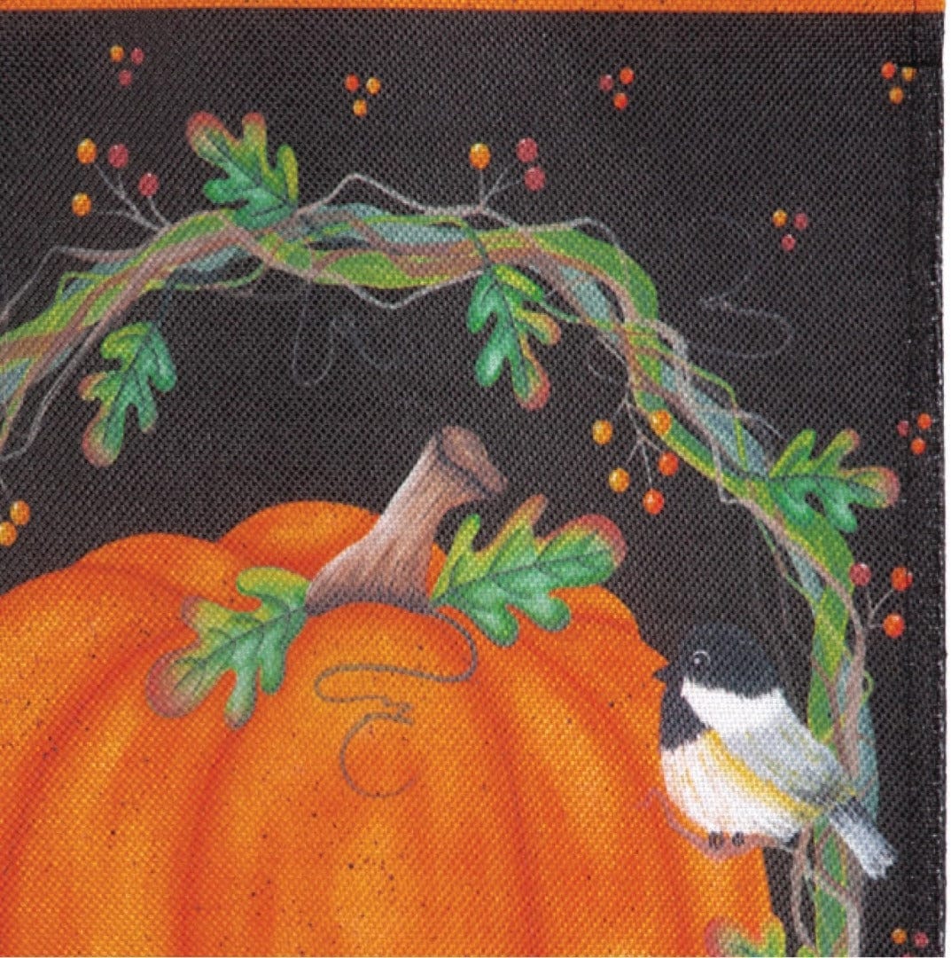 Chickadee and Pumpkin Fall Garden Flag 2 Sided