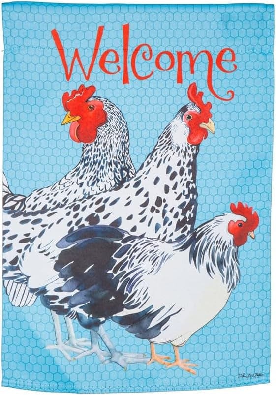 Chickens Garden Flag 2 Sided Welcome