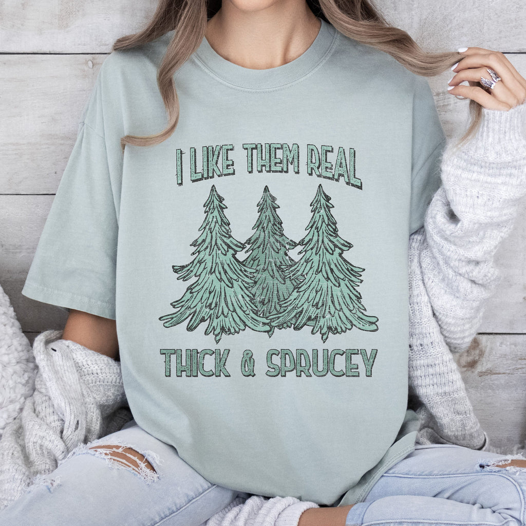I Like Them Real Thick Christmas Retro Holiday Vintage Graphic Comfort Colors Tee
