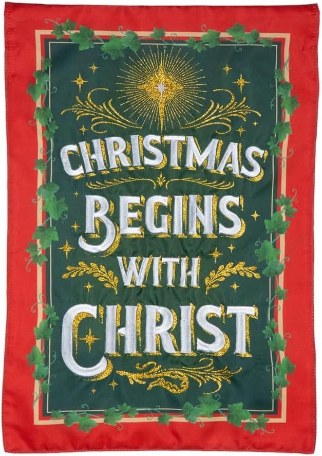 Christmas Begins With Christ Garden Flag 2 Sided Applique