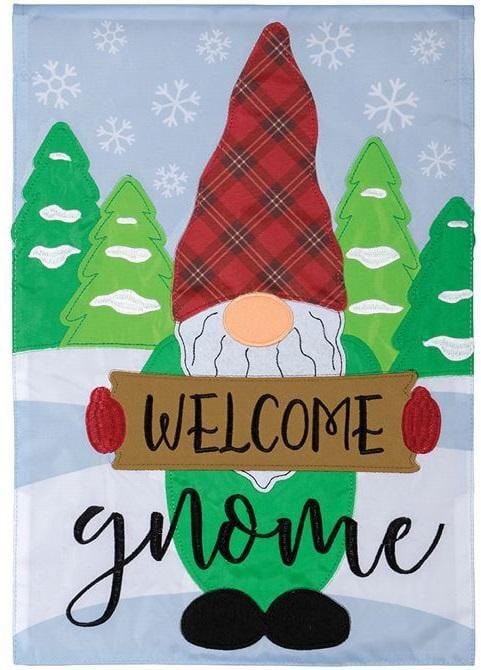 Christmas Gnome Garden Flag 2 Sided Applique