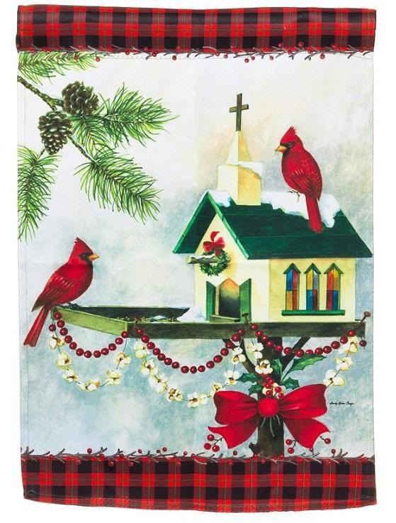 Christmas In The Garden 2 Sided Cardinals Garden Flag