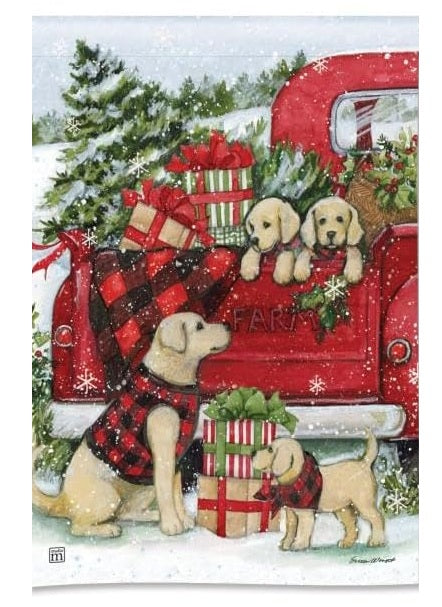 Christmas Puppies Garden Flag