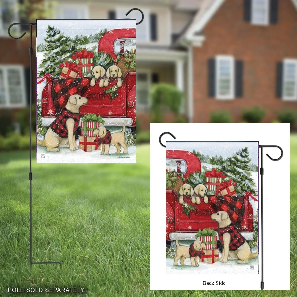 Christmas Puppies Garden Flag