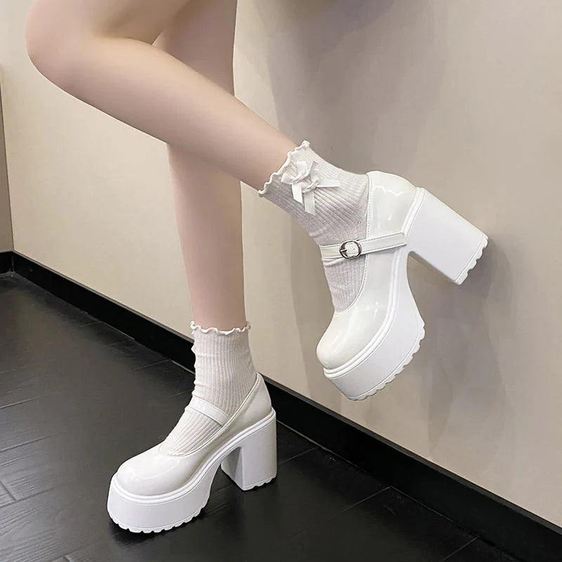Chunky Platform High Heels Pumps Women.
