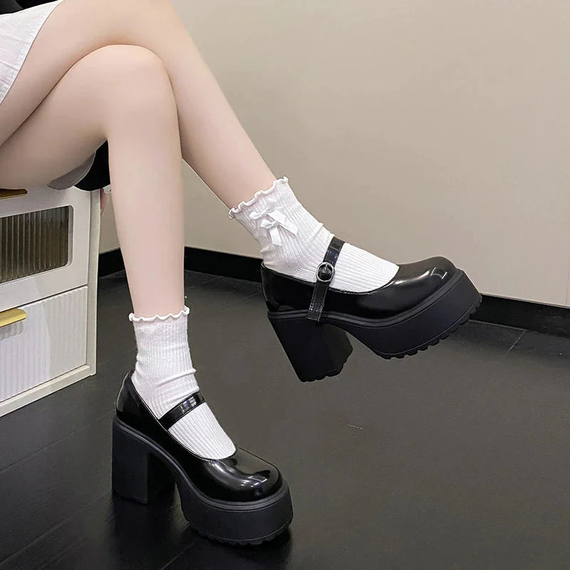 Chunky Platform High Heels Pumps Women.