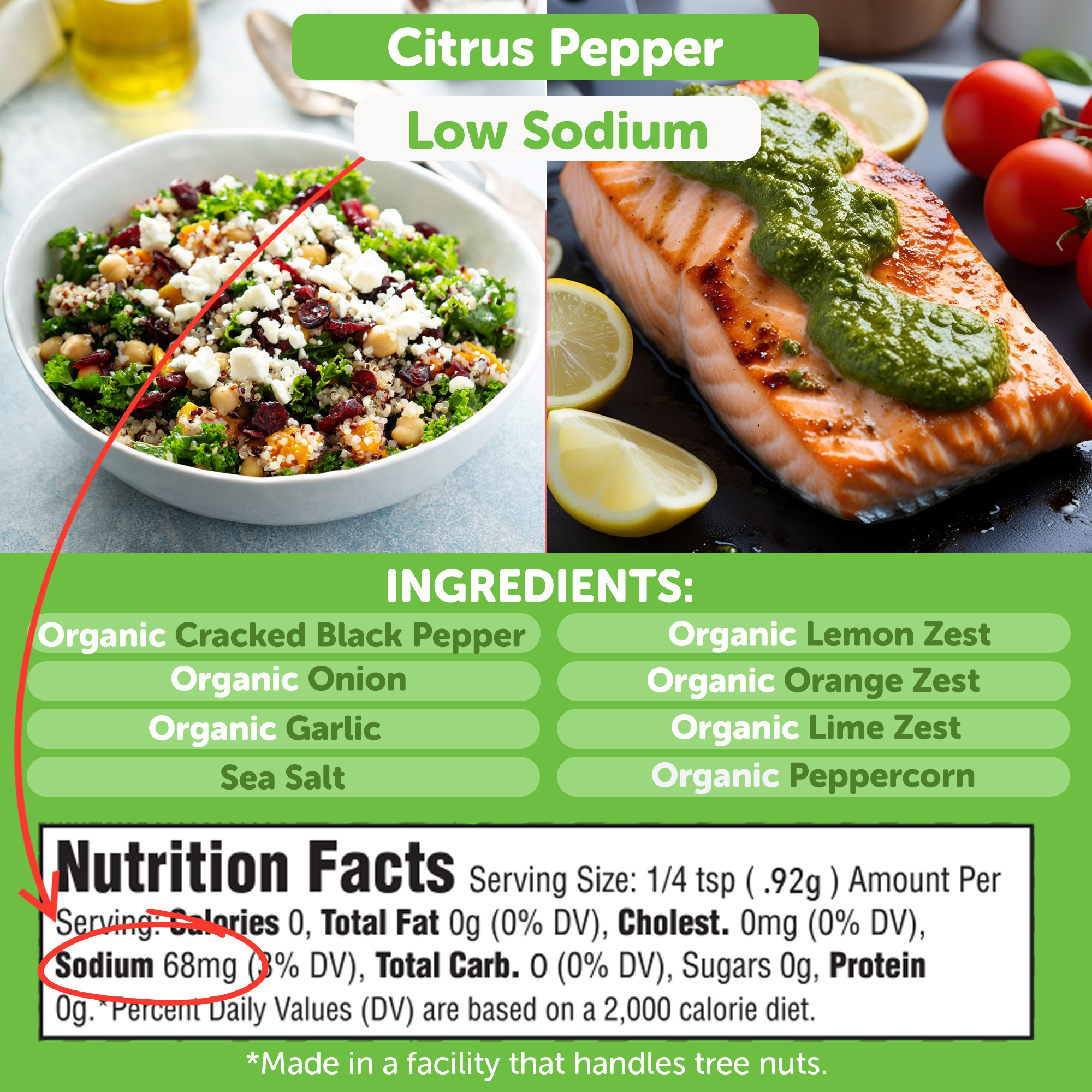 FreshJax Organic Citrus Pepper Seasoning – Low Sodium Lemon & Pepper Blend