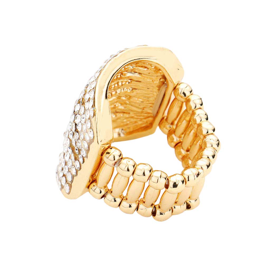 Rhinestone Pave Multi Row Stretch Ring